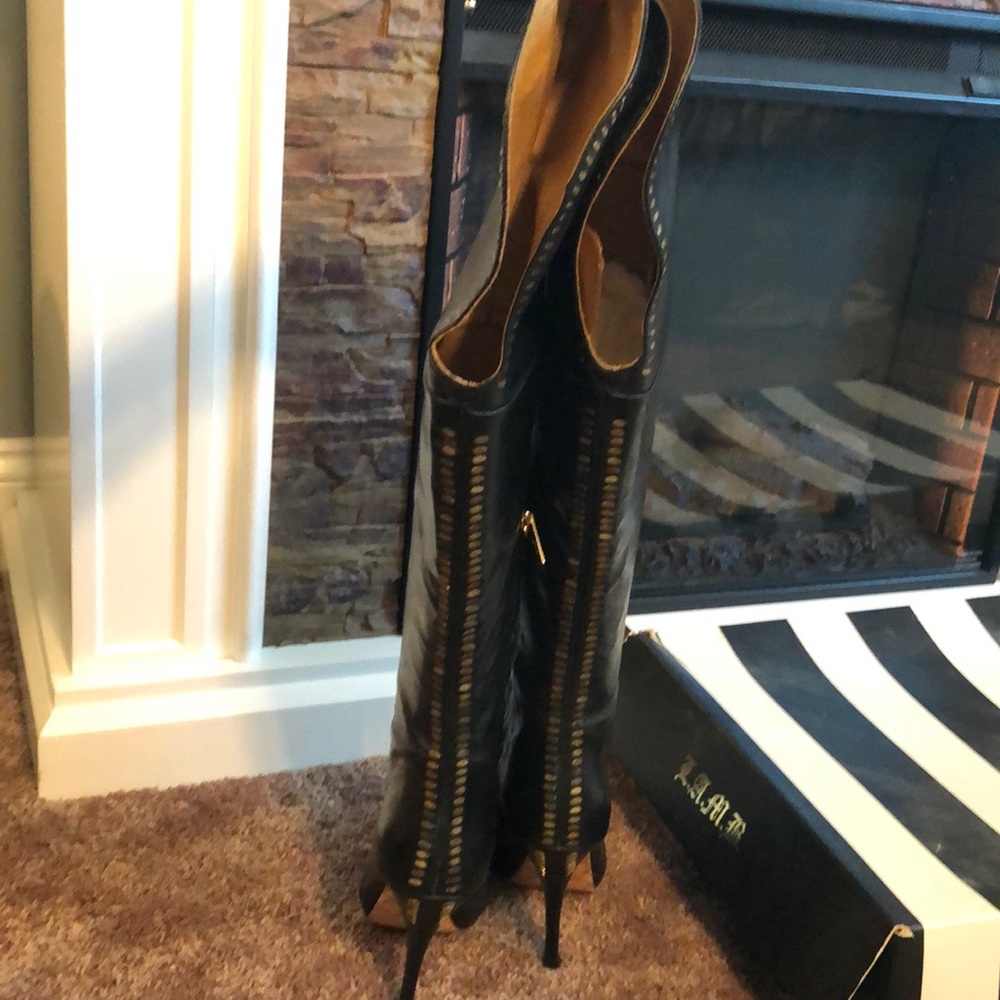 💥💥L.A.M.B. Black leather over the knee boots 6.5 - Picture 8 of 8